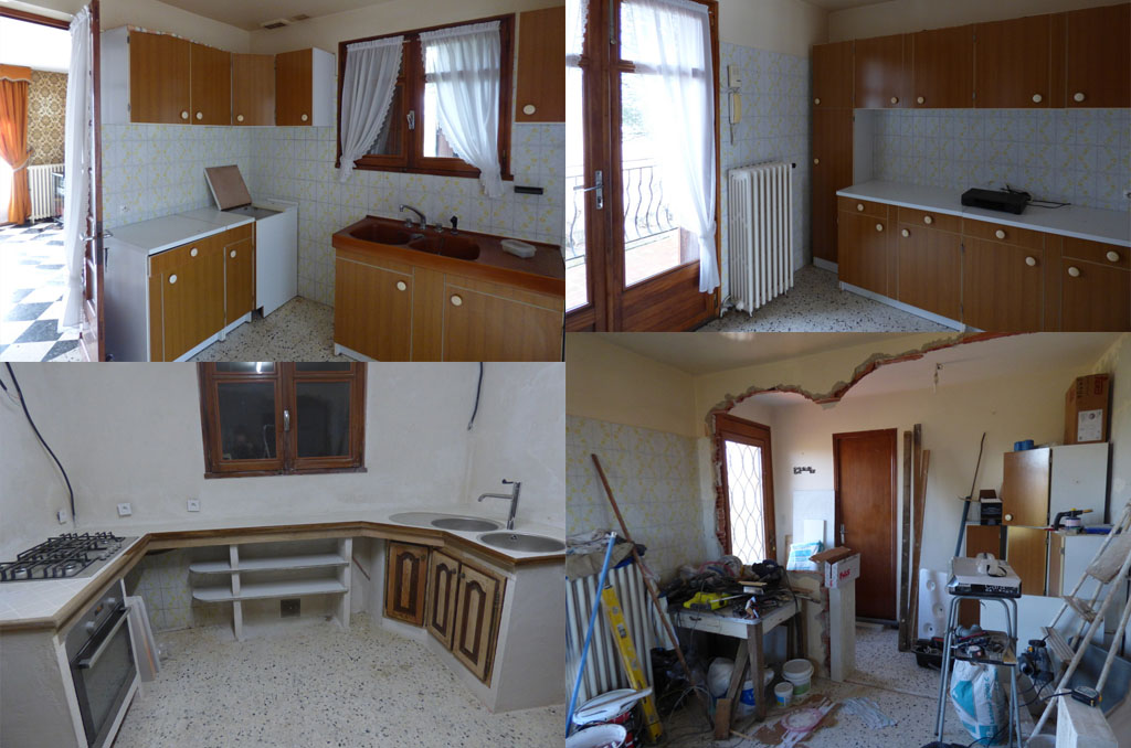 La cuisine du haut en cours de restauration.